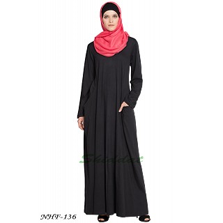 Travel Abaya in Jersey - Black